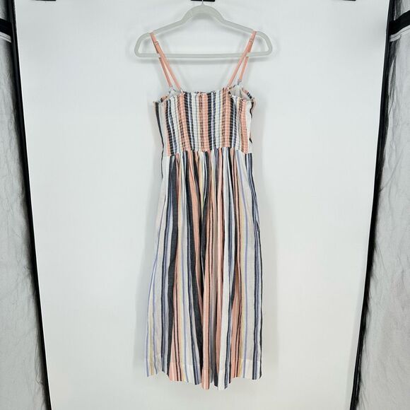 Free People Striped Midi Dress - Blue, Pink, White - Picture 5 of 12